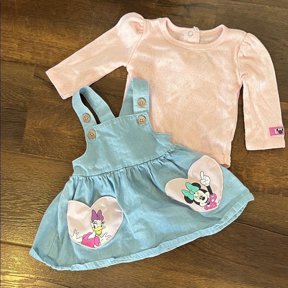 Pink and Blue Baby Outfit with Minnie and Daisy Size 3-6 Months